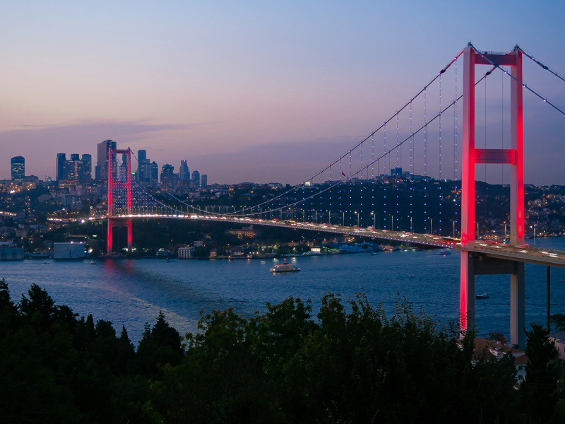 The Bosphorus Bridge at dusk, Istanbul
