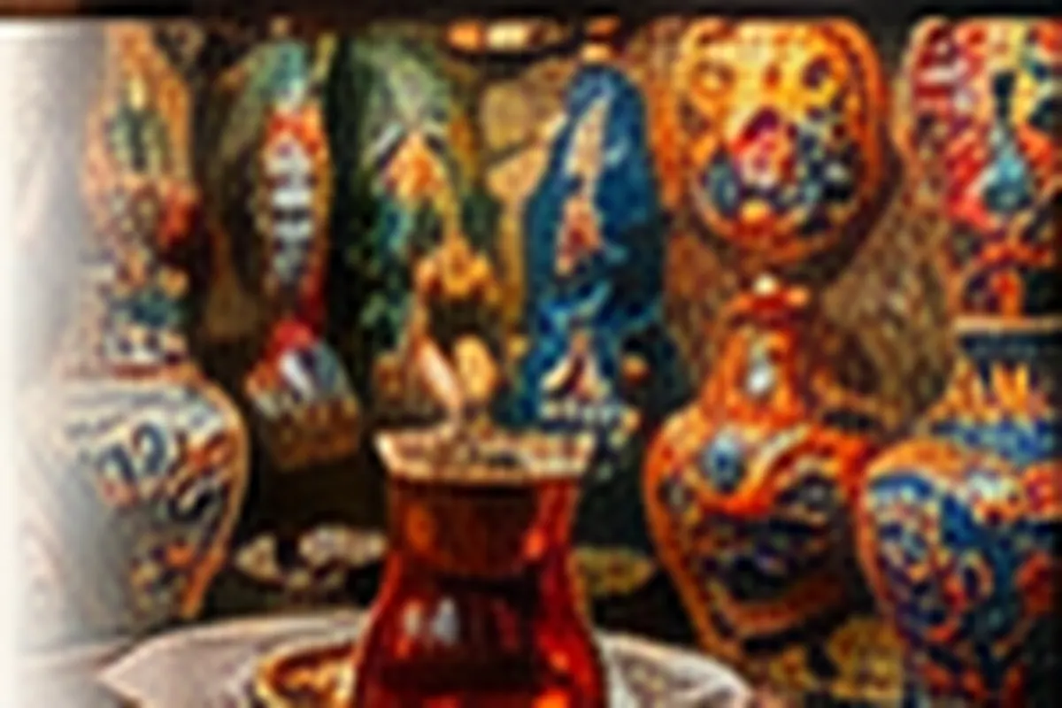 Ceramics and a glass of tea in the Grand Bazaar